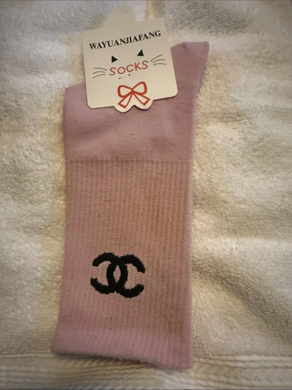 Pink Women's Fashion Socks with Black Logo